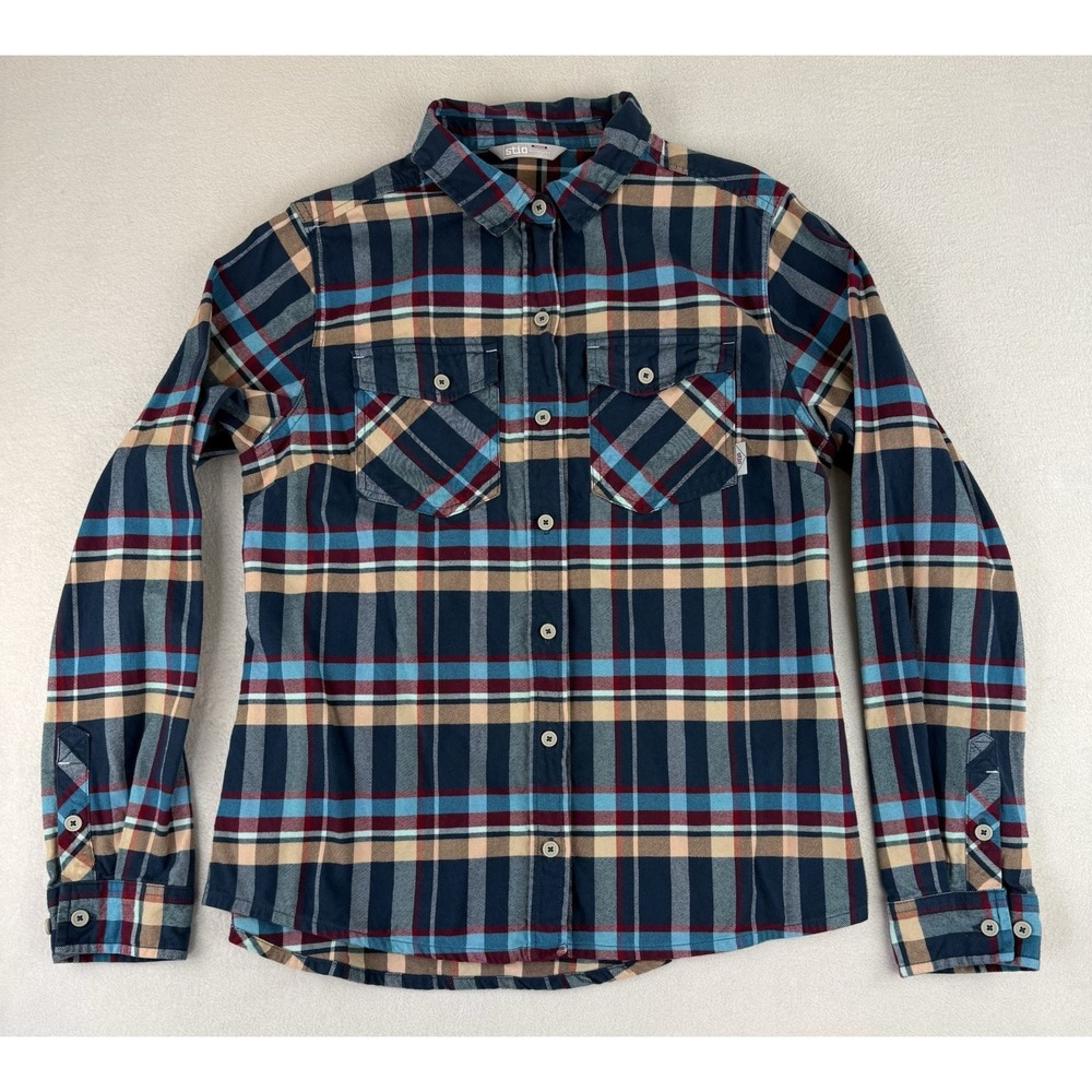 Stio Willow Midweight Plaid 100% Organic Cotton Flannel Shirt Womens Large